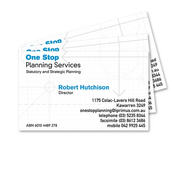 Business card for One Stop Planning Services